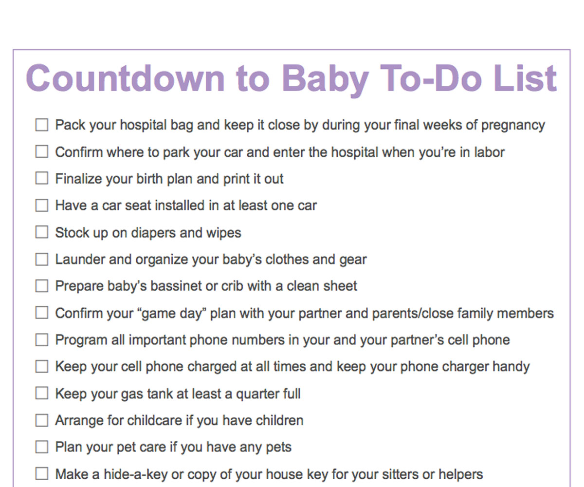 Third Trimester To-Do List  Countdown to Baby Printable Checklist -  FamilyEducation