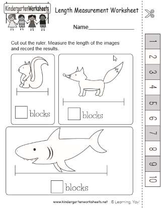 Early Learning Measuring Length Practice Worksheet 