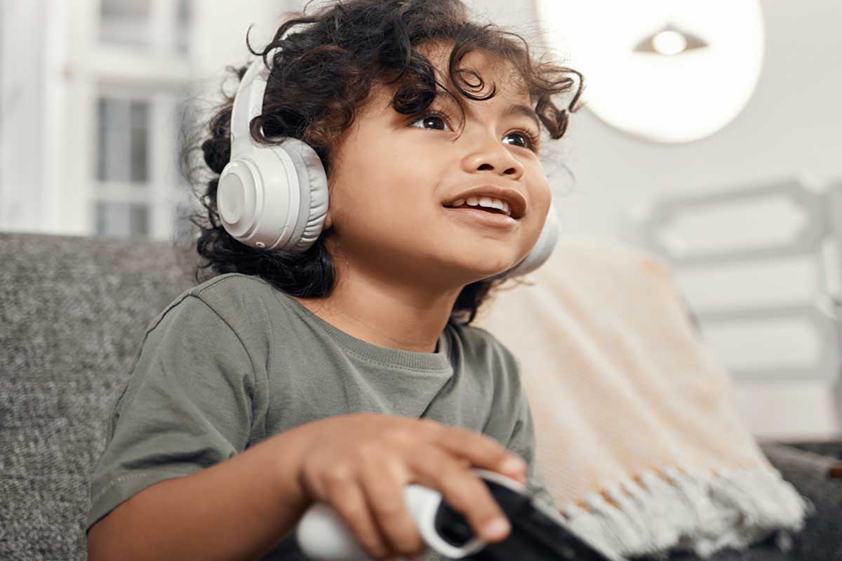 little girl playing video games