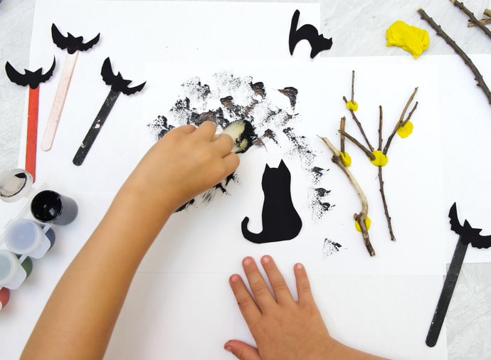 Halloween kid crafting