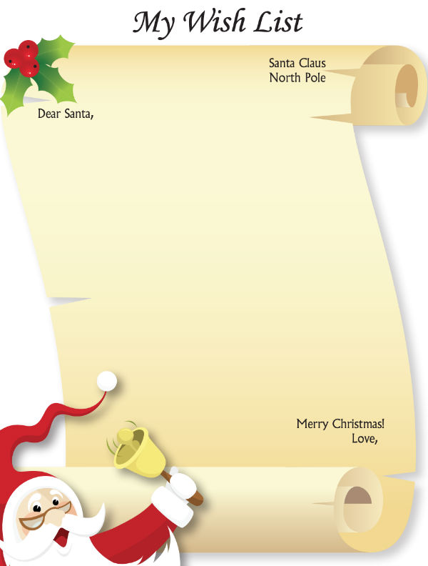 printable santa wish list