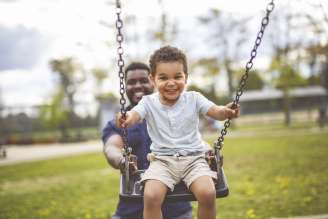 Happy child on swing