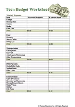 Teen Budget Worksheet Printable - FamilyEducation