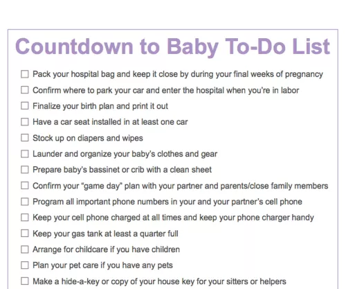 Third Trimester To-Do List | Countdown to Baby Printable Checklist ...