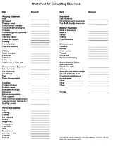 Budget & Expenses Worksheet Printable - FamilyEducation