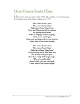 Christmas Song Lyrics Here Comes Santa Claus Printable - FamilyEducation